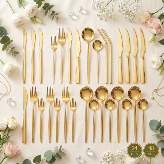 Astercook Silverware Set Food-Grade Stainless Steel-Gold