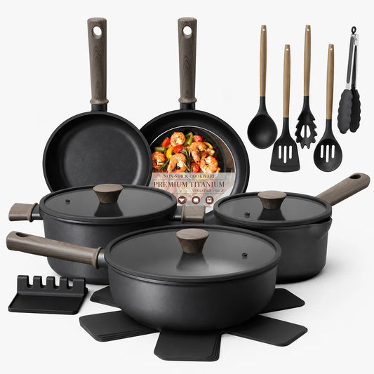 Professional 19-Pc Black Titanium Set