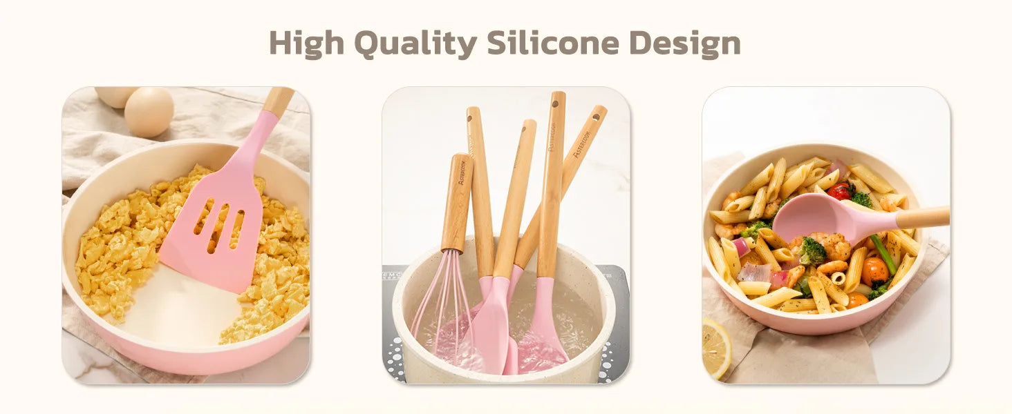 39-Piece Silicone Utensil Collection-Pink