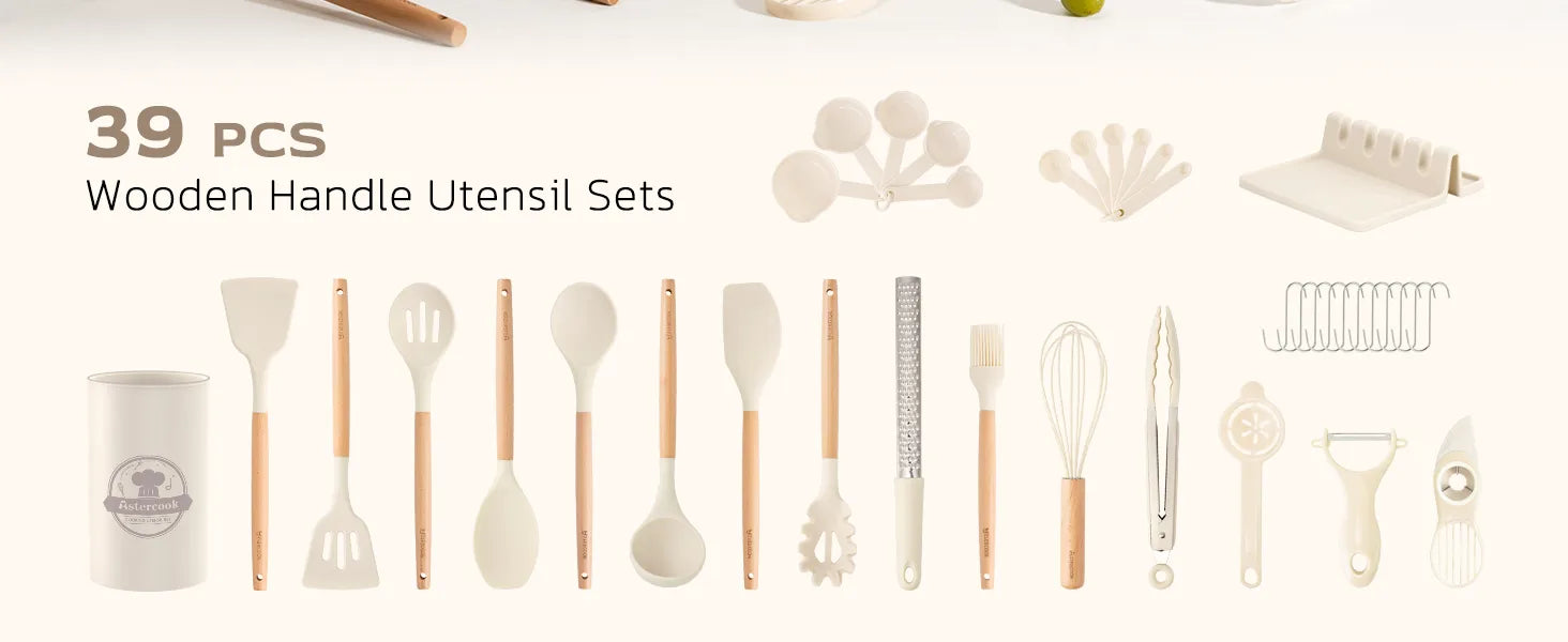 39-Piece Silicone Utensil Collection-White