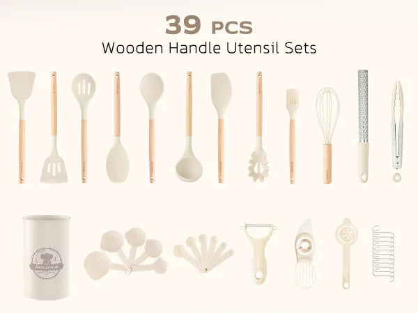 39-Piece Silicone Utensil Collection-White