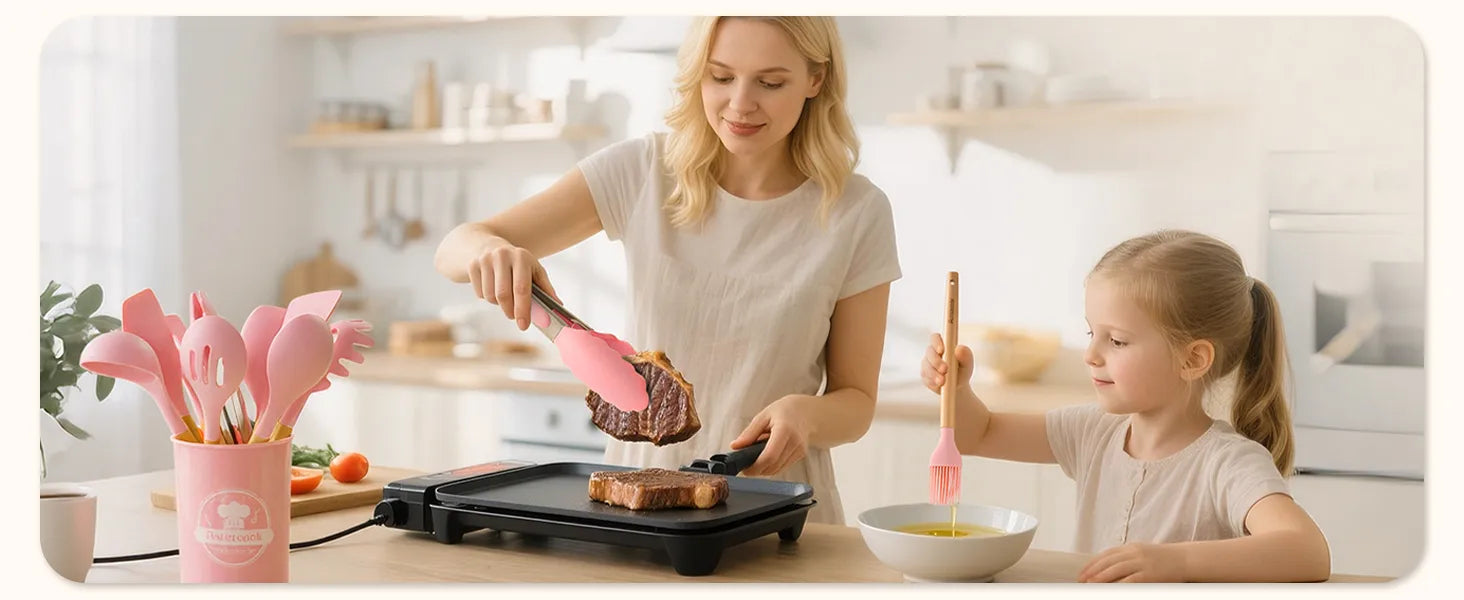 39-Piece Silicone Utensil Collection-Pink