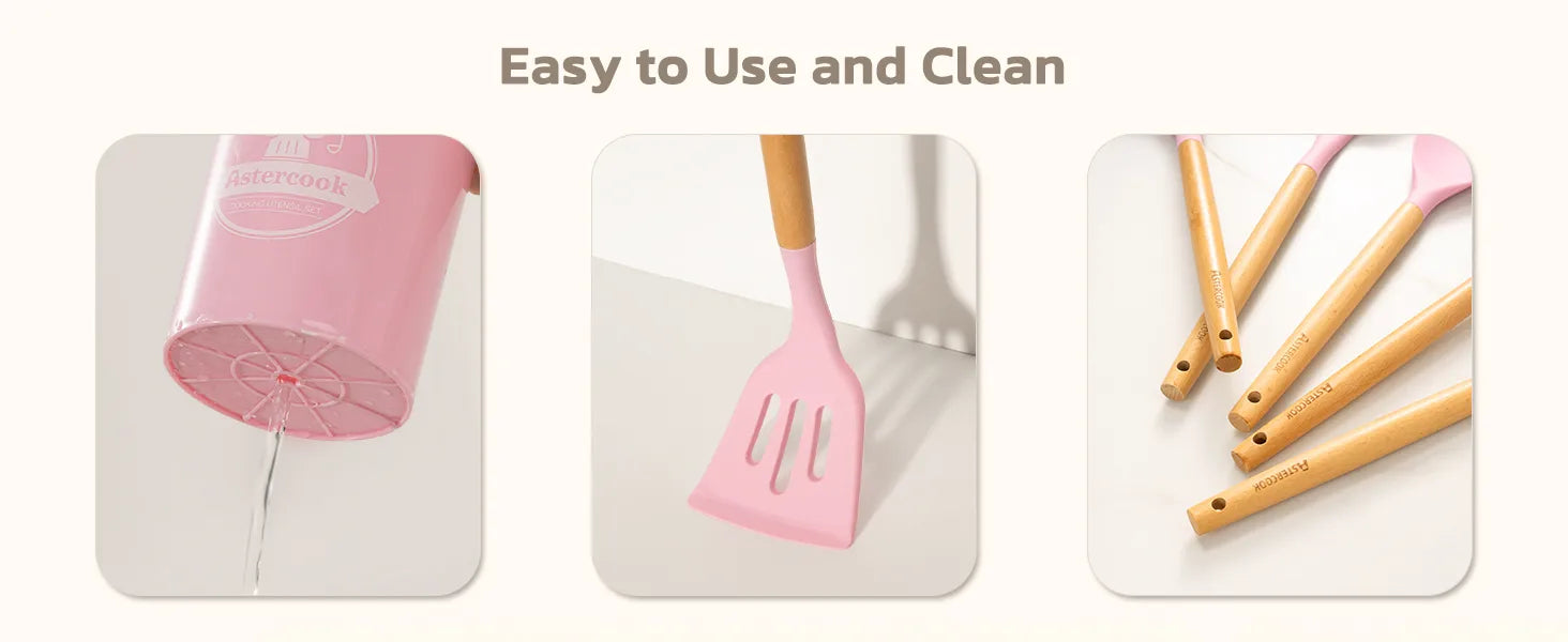 39-Piece Silicone Utensil Collection-Pink
