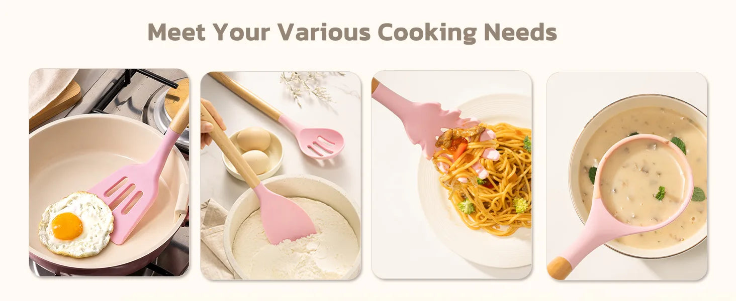 39-Piece Silicone Utensil Collection-Pink
