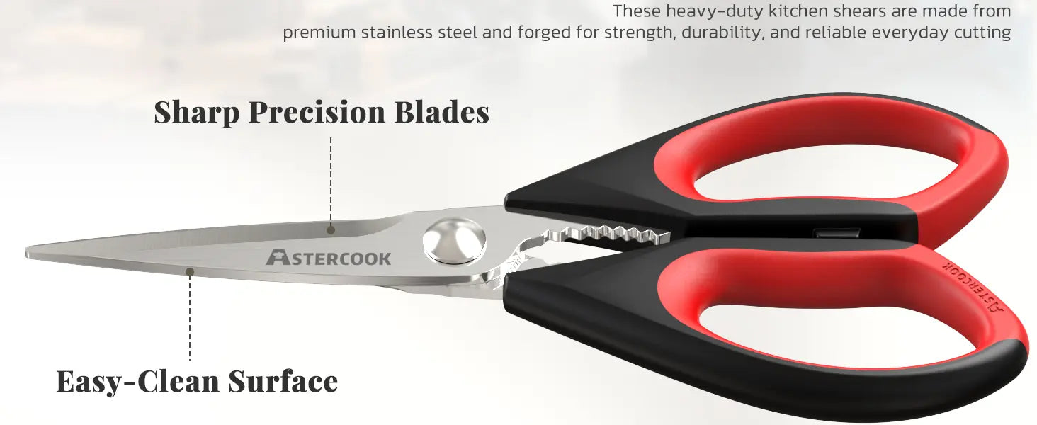 Astercook Heavy-Duty Kitchen Shears-Black(3-Pack)