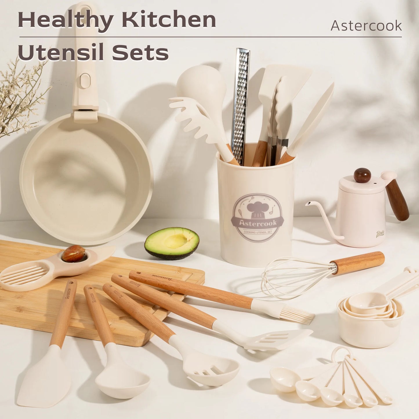 39-Piece Silicone Utensil Collection-White