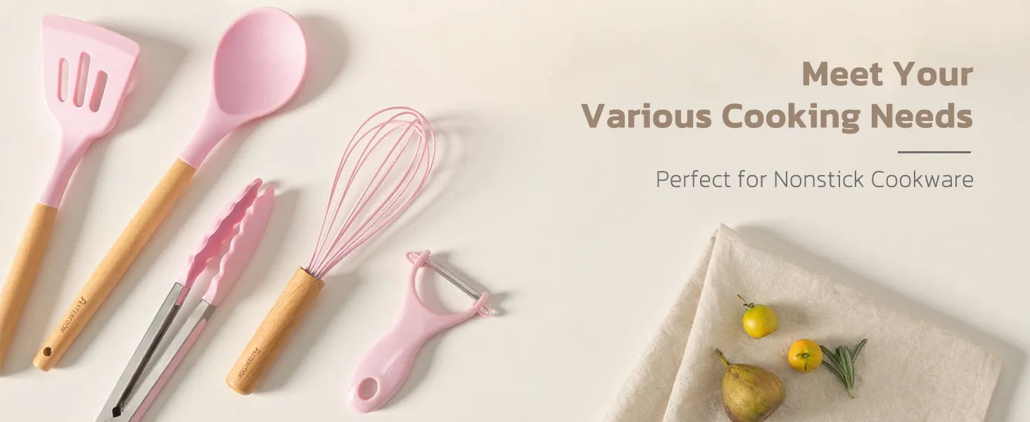 39-Piece Silicone Utensil Collection-Pink