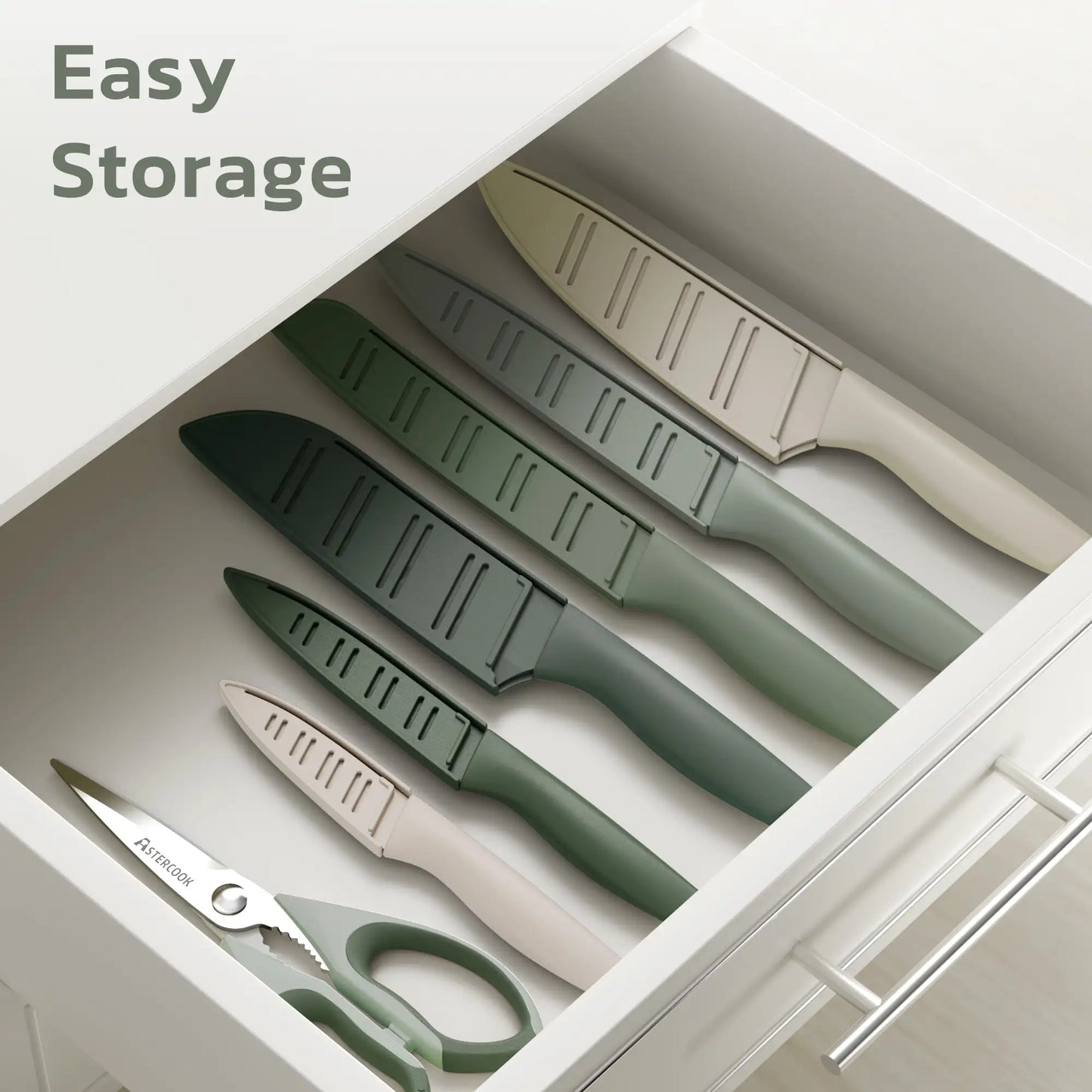13 Pieces Kitchen Knives Set-Green
