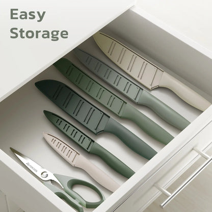 13 Pieces Kitchen Knives Set-Green