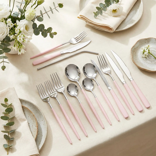Astercook Silverware Set Food-Grade Stainless Steel-Pink