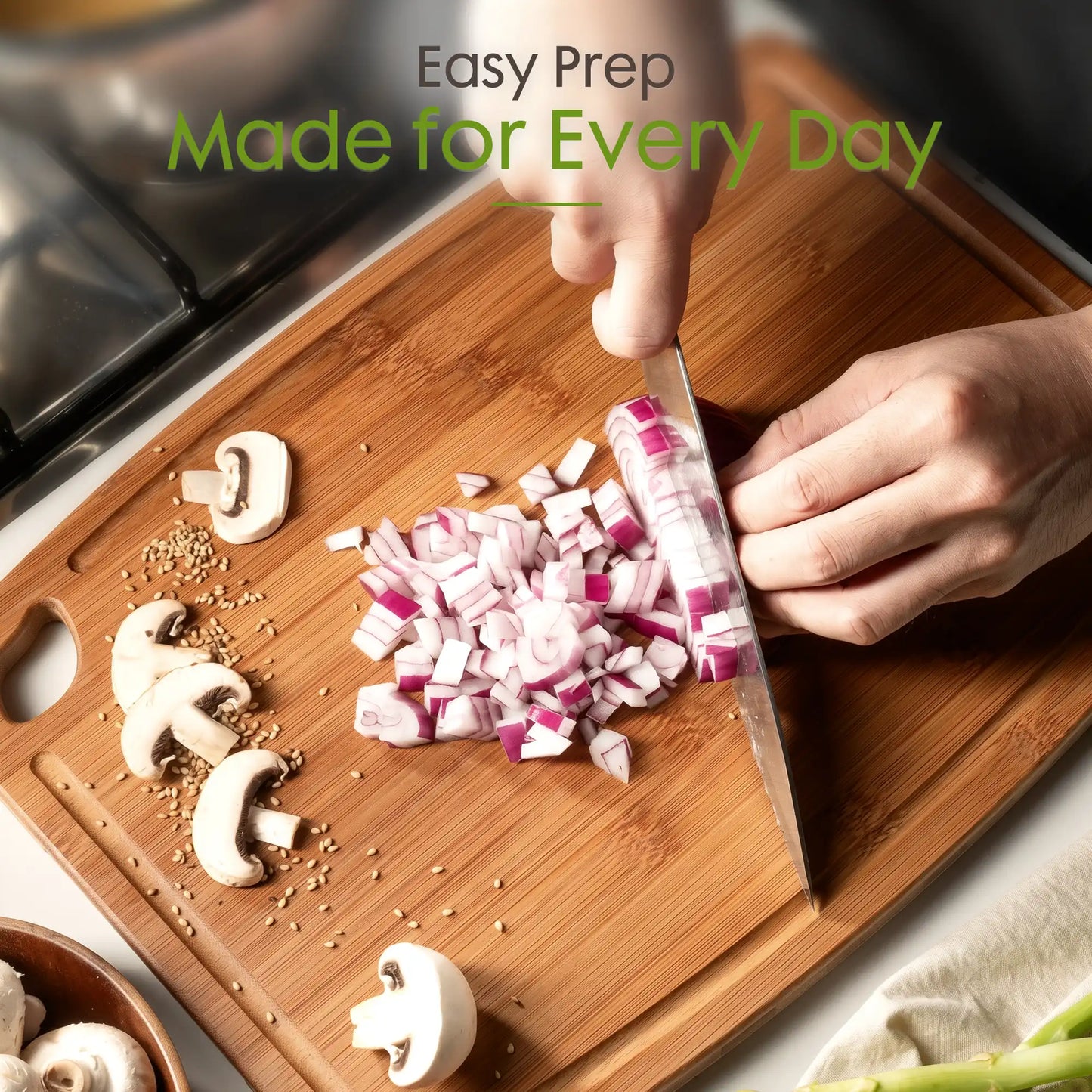Large Bamboo Cutting Board Deep Carbonized Wooden