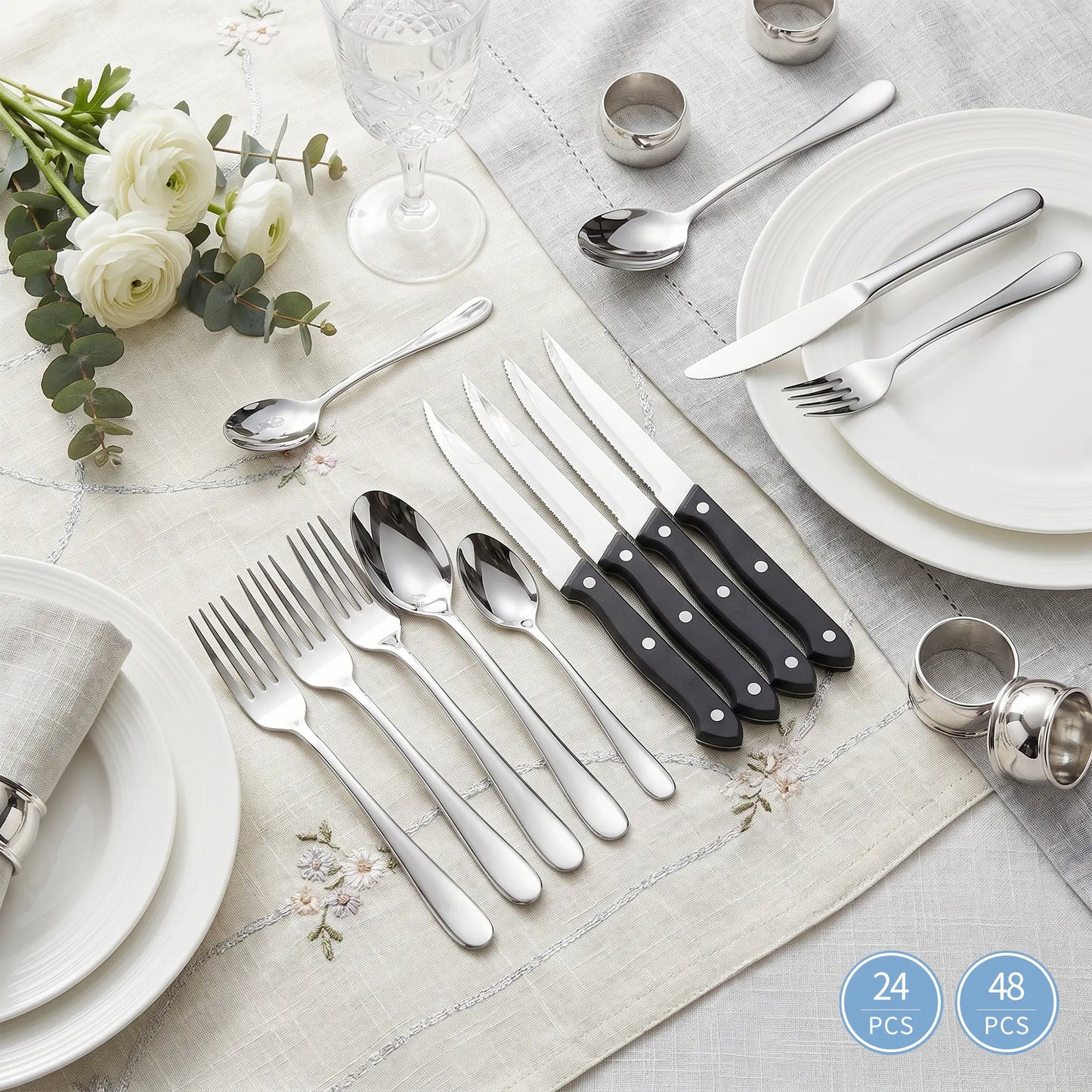 Astercook Silverware Set Food-Grade Stainless Steel-Silver
