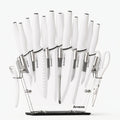 22-Pc Modern Clear Block Knife Set-White