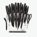 22-Pc Modern Clear Block Knife Set-Blcak