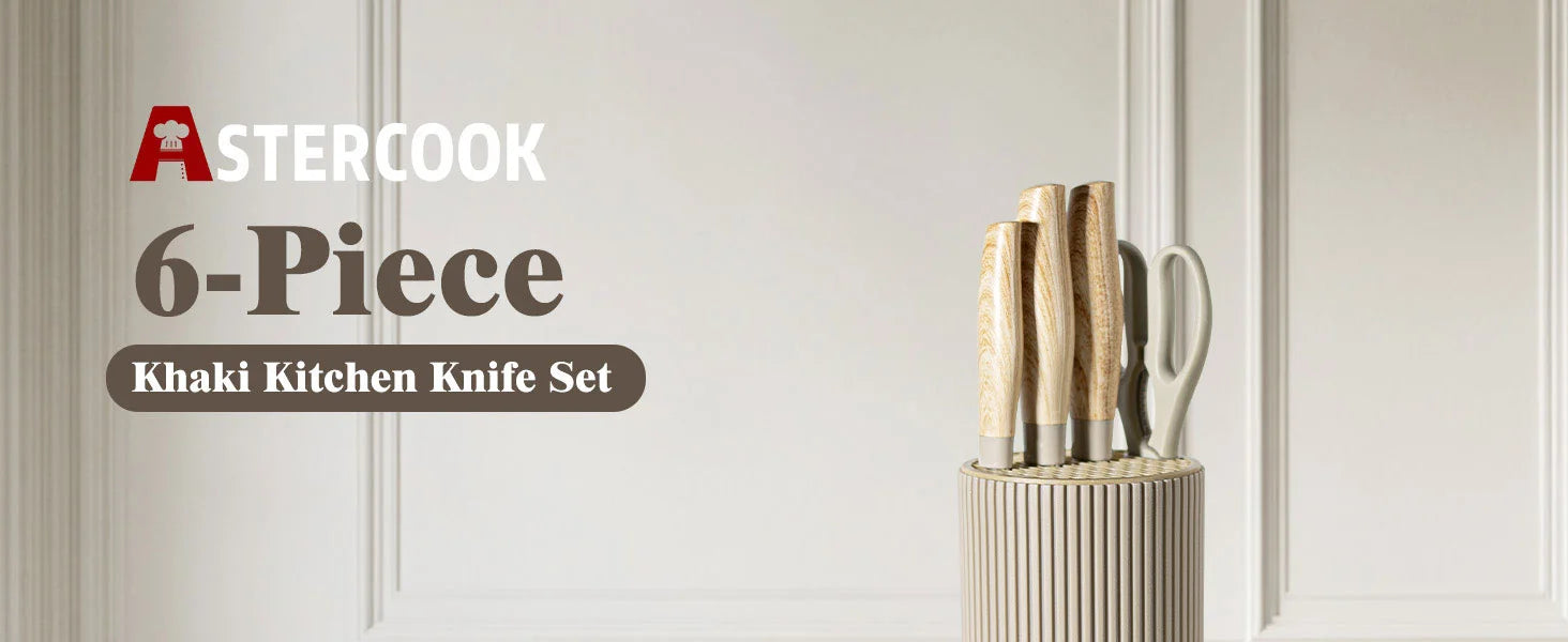 6-Piece Coated Knife Set - Khaki