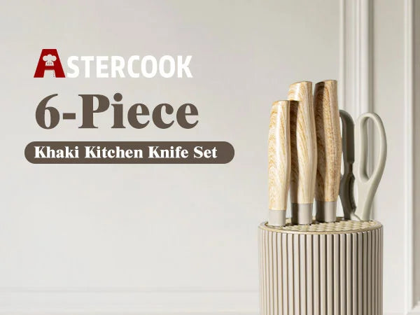 6-Piece Coated Knife Set - Khaki