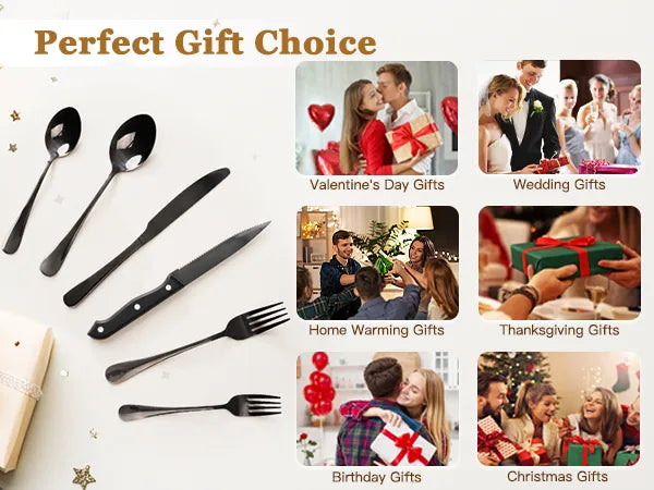 Astercook Silverware Set Food-Grade Stainless Steel-Blcak