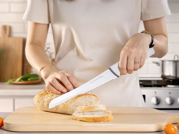 22-Pc Modern Clear Block Knife Set-White