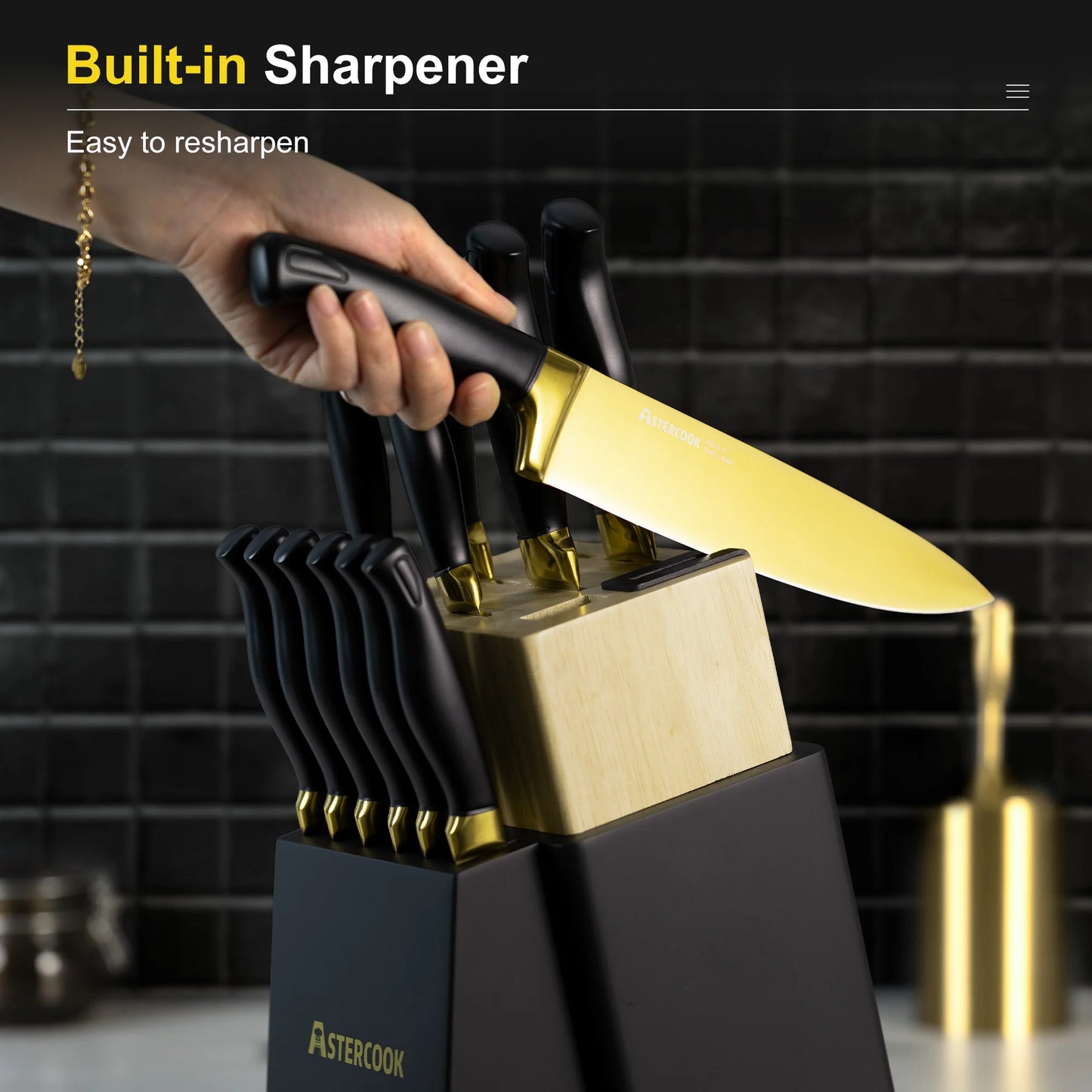 Luxury 14-Piece Gold Titanium Set-Black