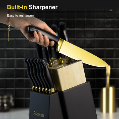 Luxury 14-Piece Gold Titanium Set-Black