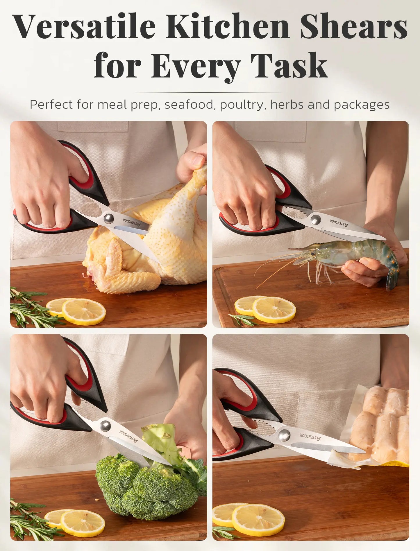 Astercook Heavy-Duty Kitchen Shears-Black(3-Pack)