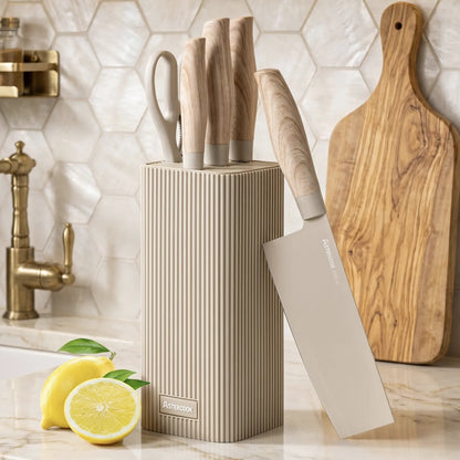 6-Piece Knife Block Set - Wood Grain