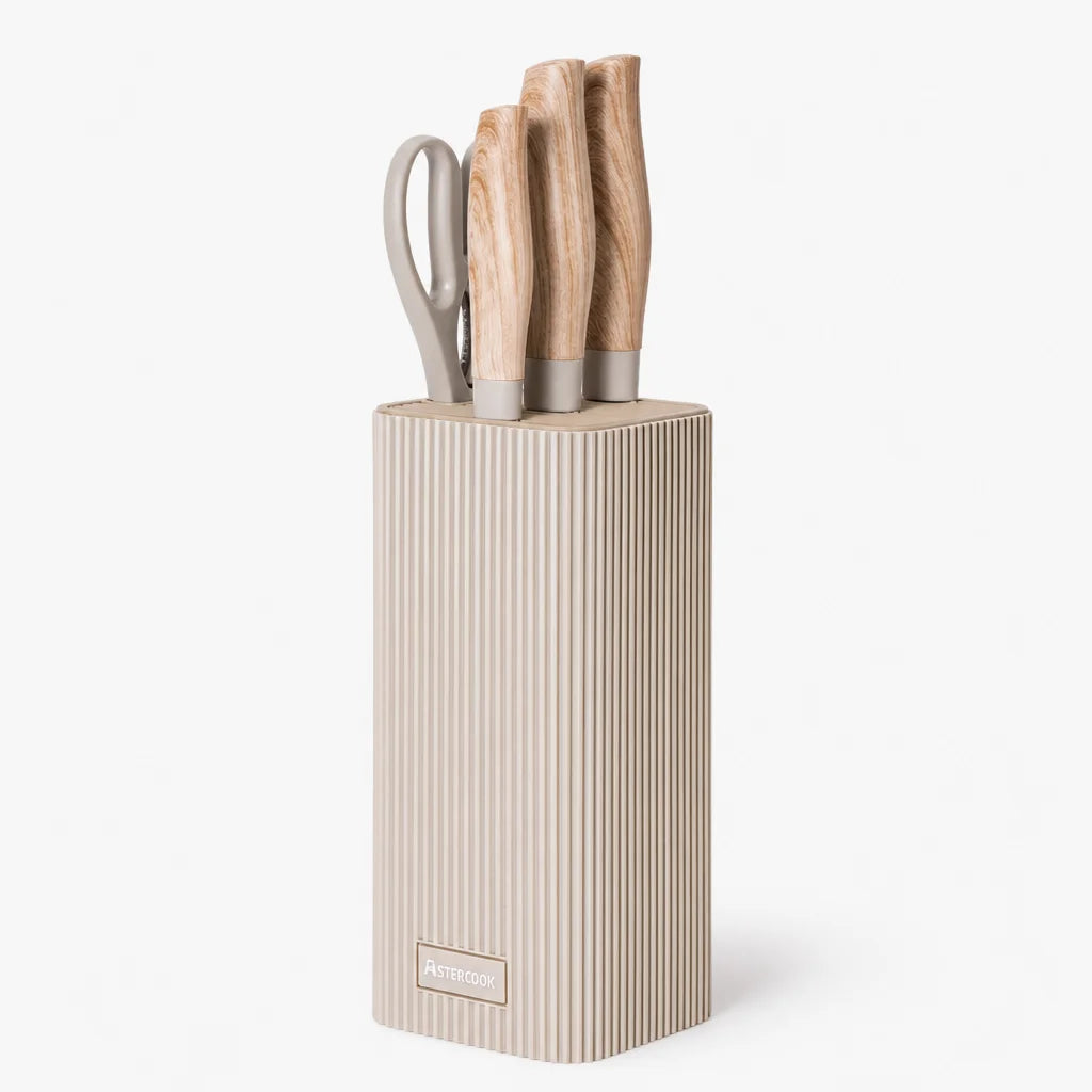 6-Piece Knife Block Set - Wood Grain