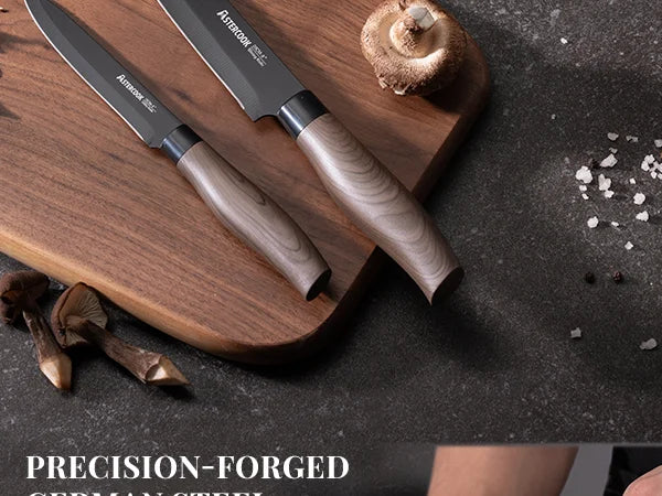 6-Piece Knife Block Set - Wood Grain-Black