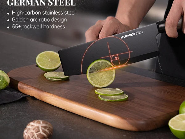 6-Piece Knife Block Set - Wood Grain-Black