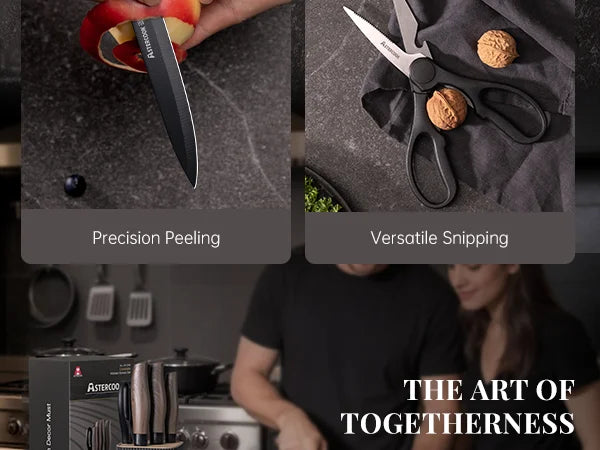 6-Piece Knife Block Set - Wood Grain-Black