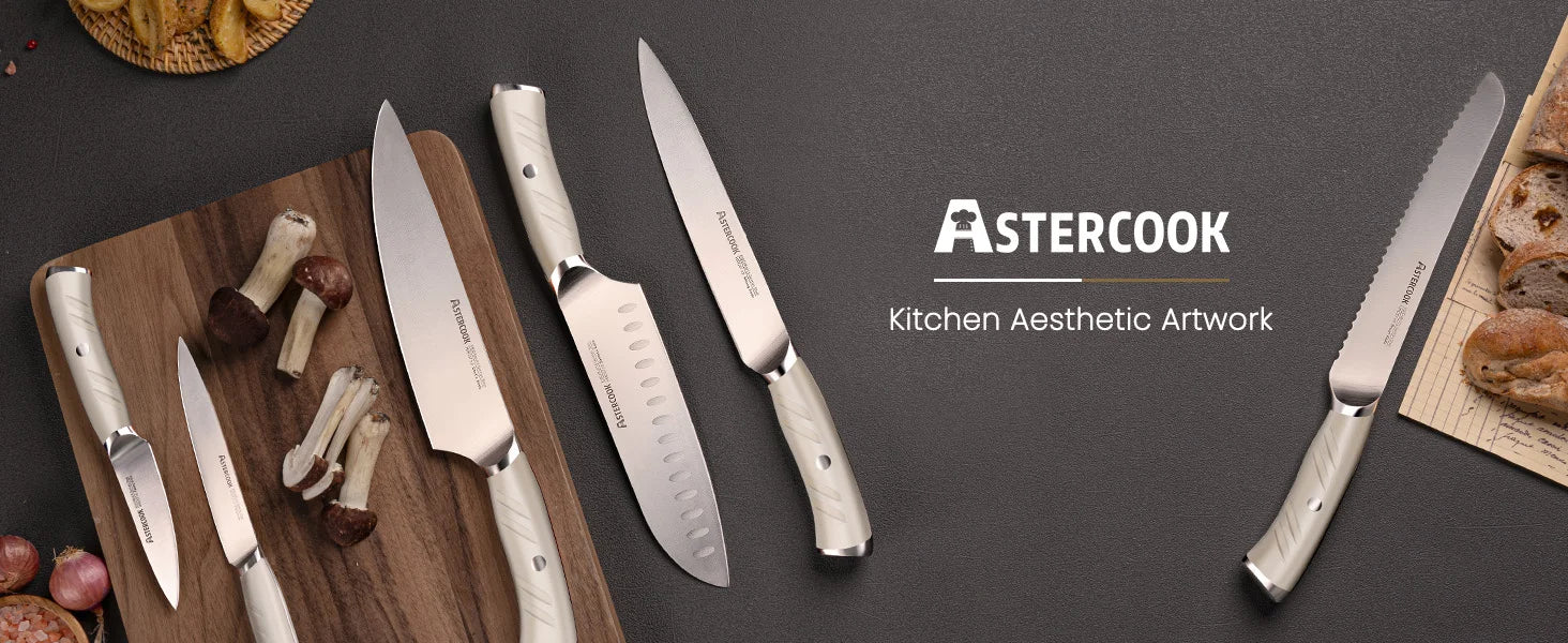 14-Piece Full Tang Knife Set - White