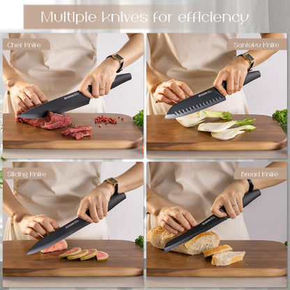 22-Pc Modern Clear Block Knife Set-Blcak