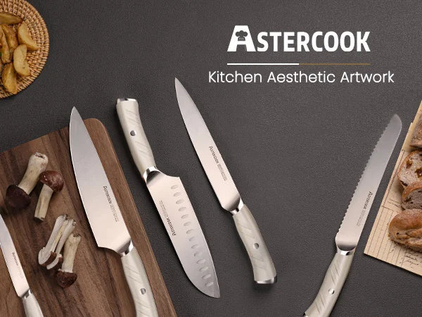 14-Piece Full Tang Knife Set - White