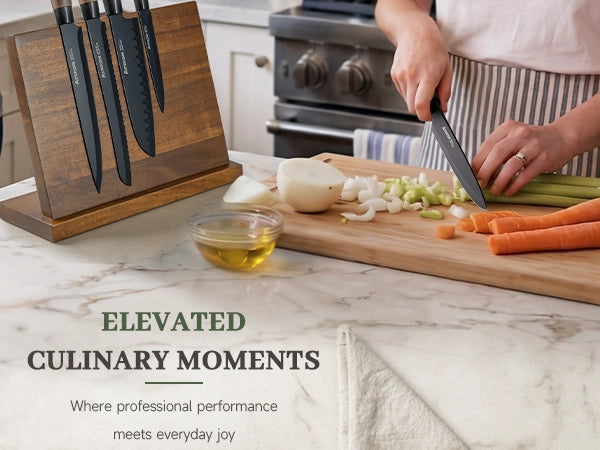 7-Piece Wood Grain Knife Set with Guards