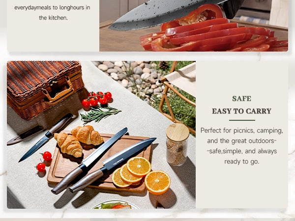 7-Piece Wood Grain Knife Set with Guards