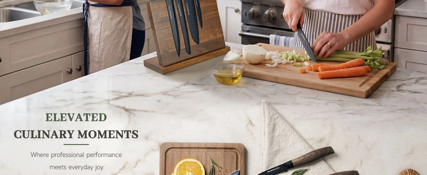 7-Piece Wood Grain Knife Set with Guards