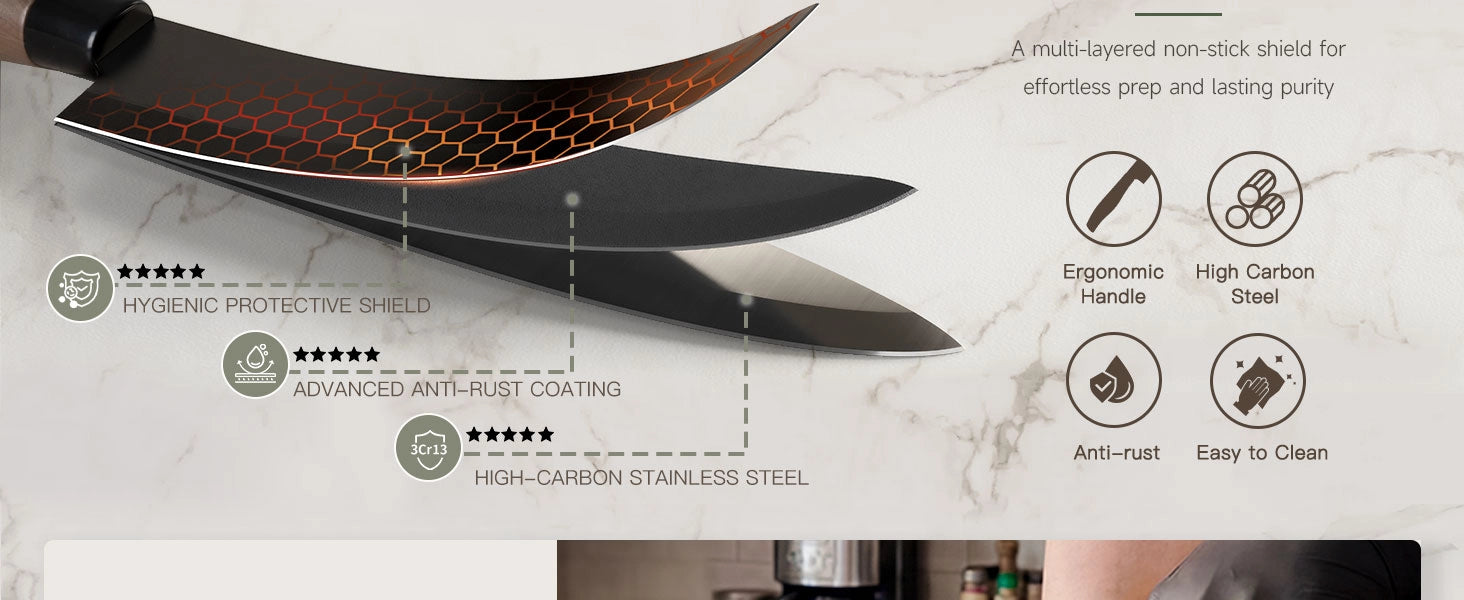 7-Piece Wood Grain Knife Set with Guards
