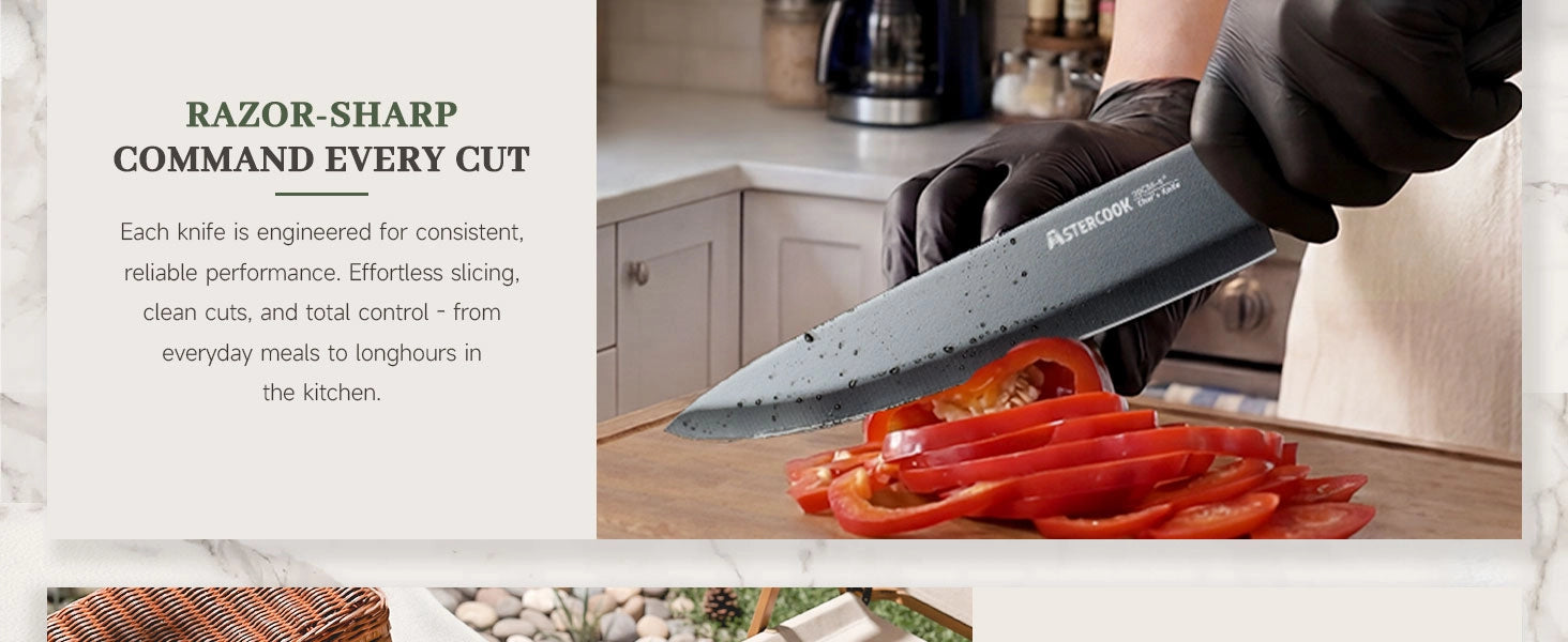 7-Piece Wood Grain Knife Set with Guards