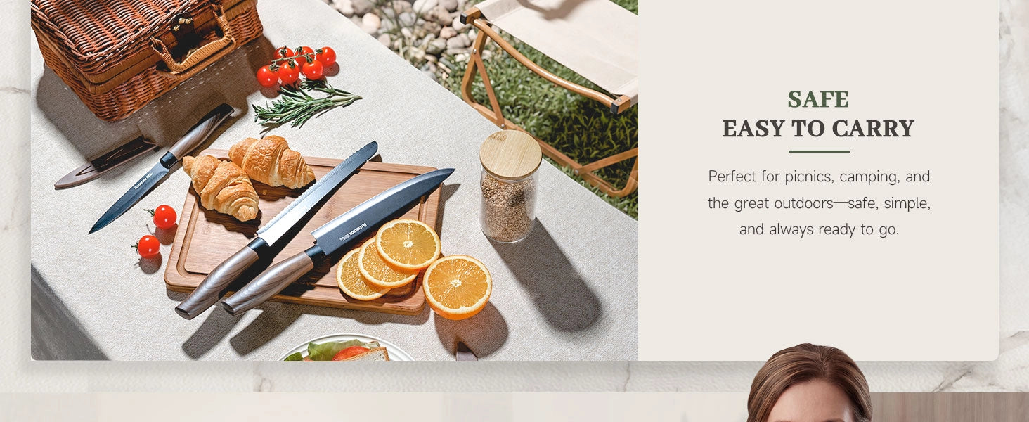 7-Piece Wood Grain Knife Set with Guards