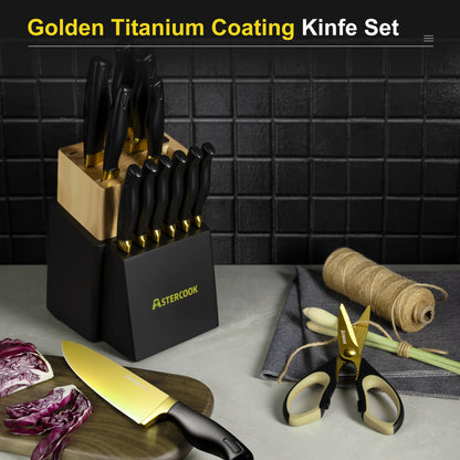 Luxury 14-Piece Gold Titanium Set-Black