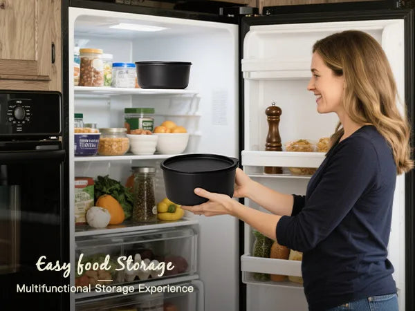 21-Pc Stackable Black Cookware Set