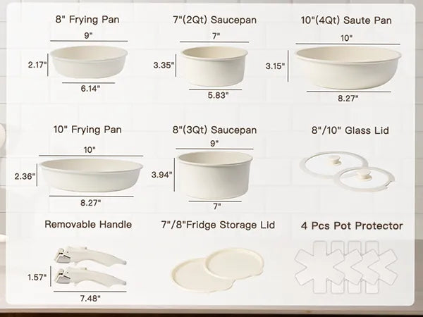 21-Piece Detachable Cookware Set