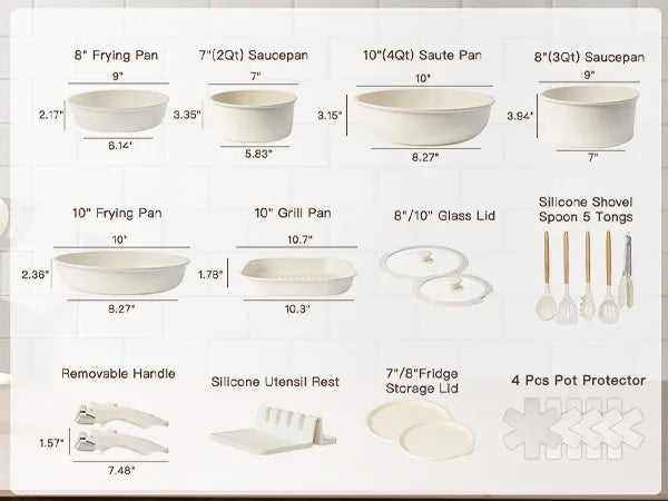 23-Pc Detachable Handle Cookware Set