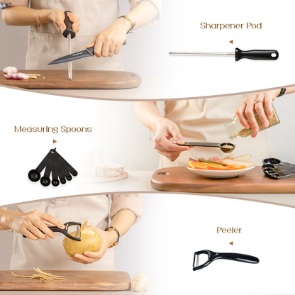 22-Pc Modern Clear Block Knife Set-Blcak