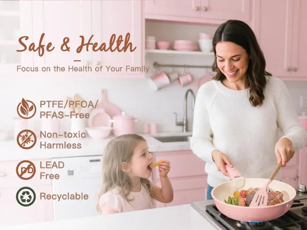 21-Pc Detachable Pink Cookware Set