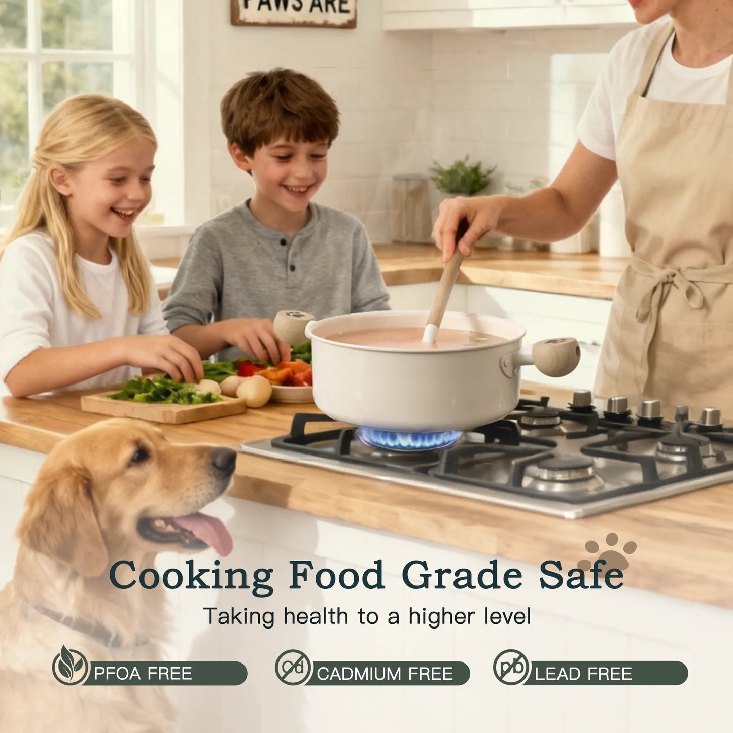 18-Piece Ceramic Cookware Set – Dog Paw Handle