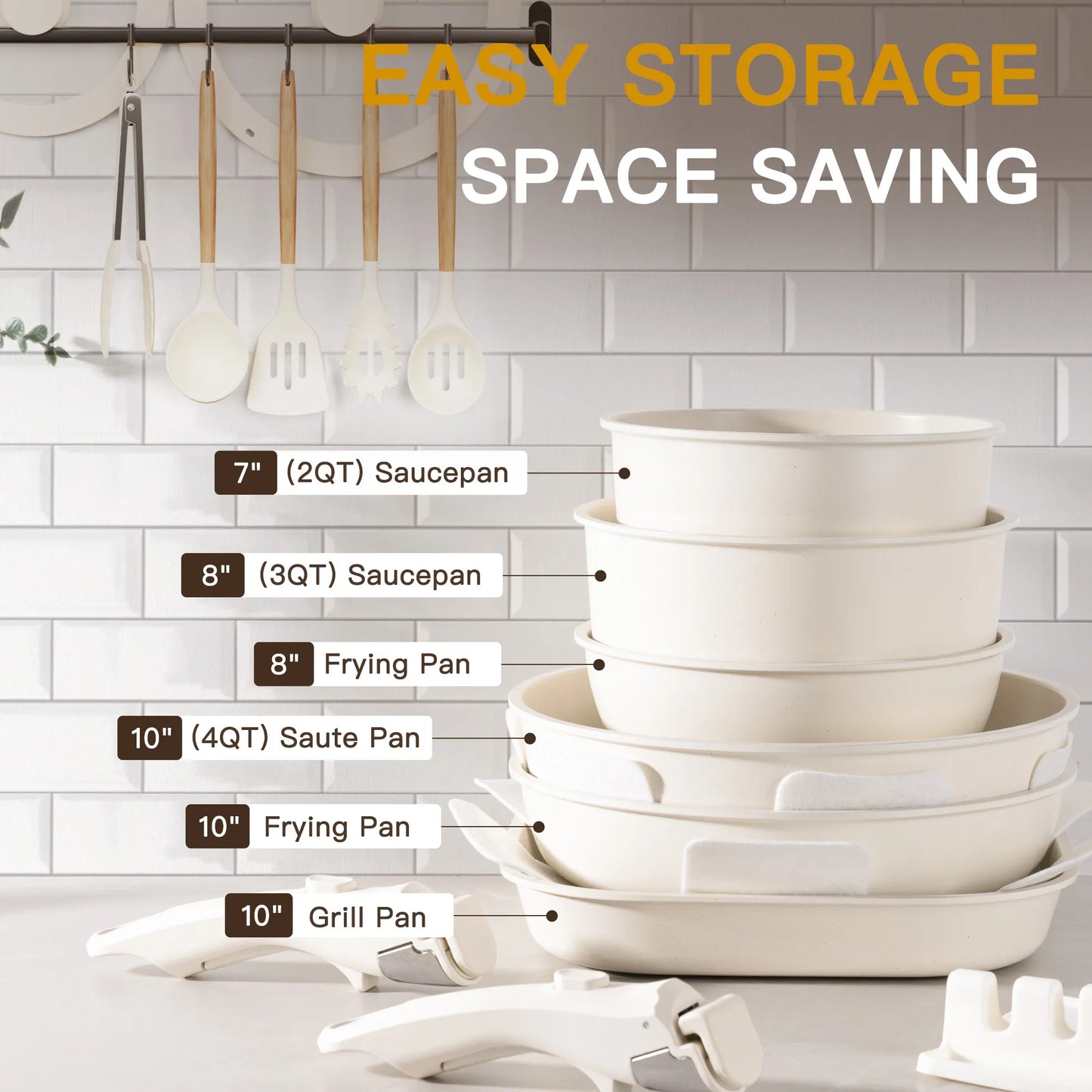 23-Pc Detachable Handle Cookware Set