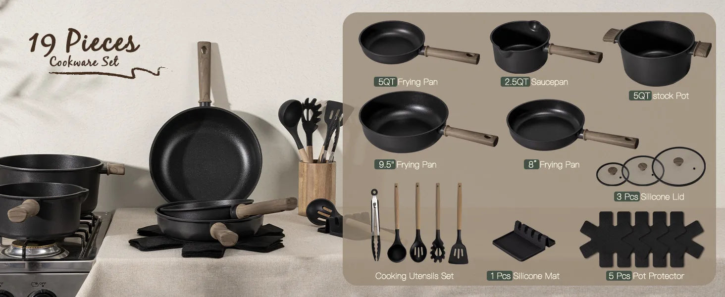 Professional 19-Pc Black Titanium Set