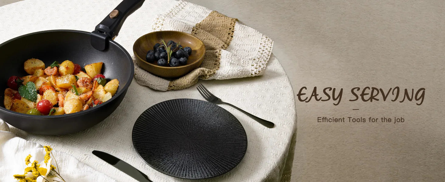 21-Pc Stackable Black Cookware Set