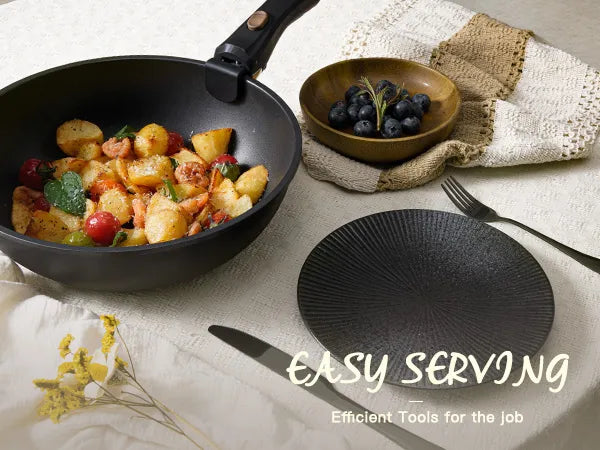 21-Pc Stackable Black Cookware Set